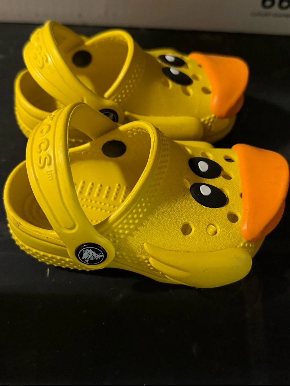 Baby CROCS  Yellow Duck Clogs with Orange Beak Accents